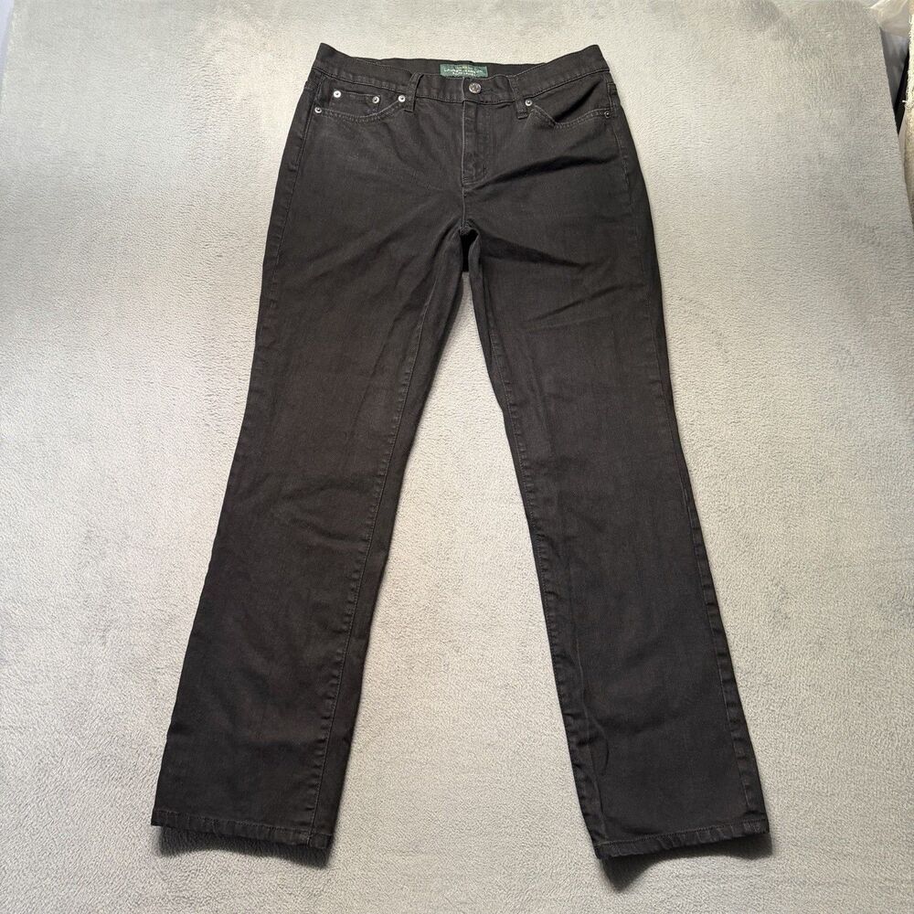 Lauren Ralph Lauren Womens Size 8 Classic Straight Leg Jeans Black Stretch Denim
